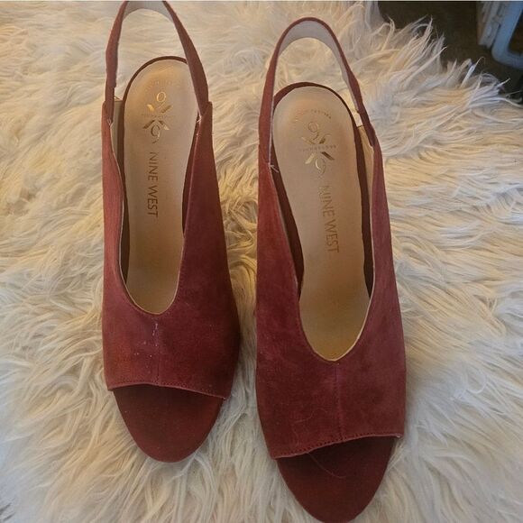 NINE WEST RED SUEDE SLINGBACKS - Picture 7 of 7
